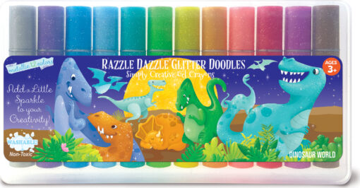 Razzle Dazzle Glitter Gel Crayons- Dinosaur World