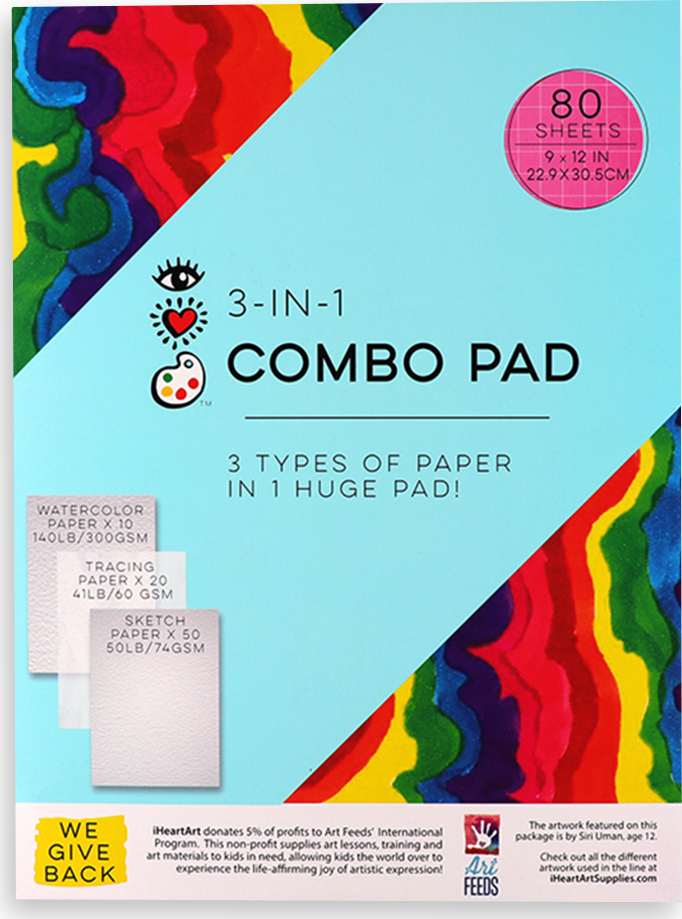 Iheartart 3-in-1 Combo Pad: Tracing, Sketch Watercolor Papers