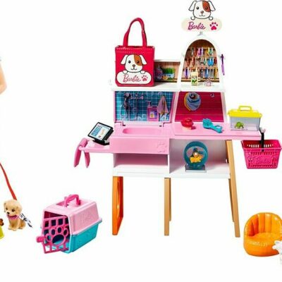Barbie Doll (11.5-in Blonde) And Pet Boutique Playset