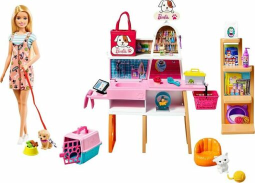 Barbie Doll (11.5-in Blonde) And Pet Boutique Playset
