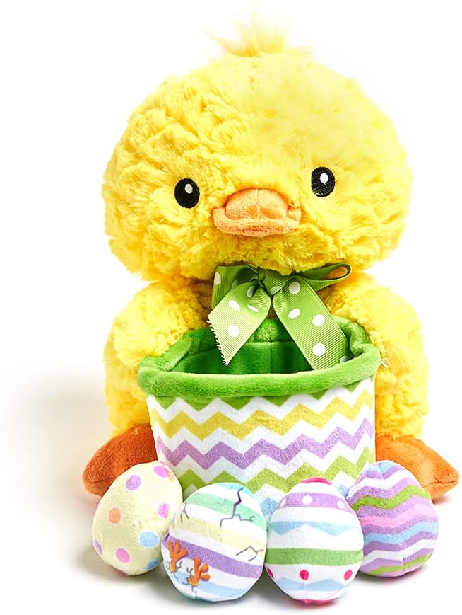 BASKET OF EGGS-10" ANIMATED CHICK SWIRLS & SINGS "BUNNY HOP"