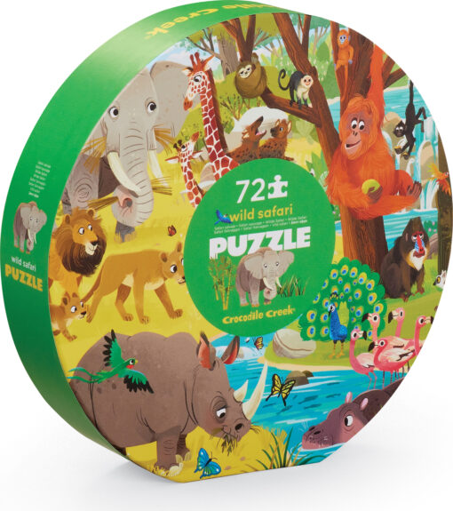 72-pc Round Box Puzzle - Wild Safari