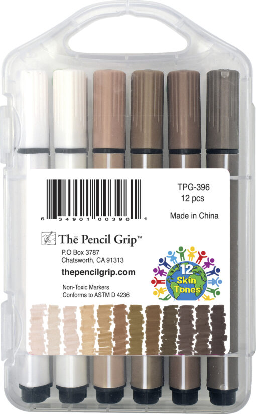 The Pencil Grip Magic Tri Stix – 12 Pennarelli Atossici – Toni Della Pelle Globali – Forma Triangolare, Non Si Seccano Per 7 Giorni