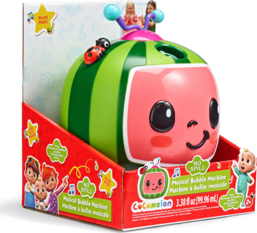 CoComelon No-Spill Musical Bubble Machine - Toddler Bubble Toy With Wheels On The Bus Song