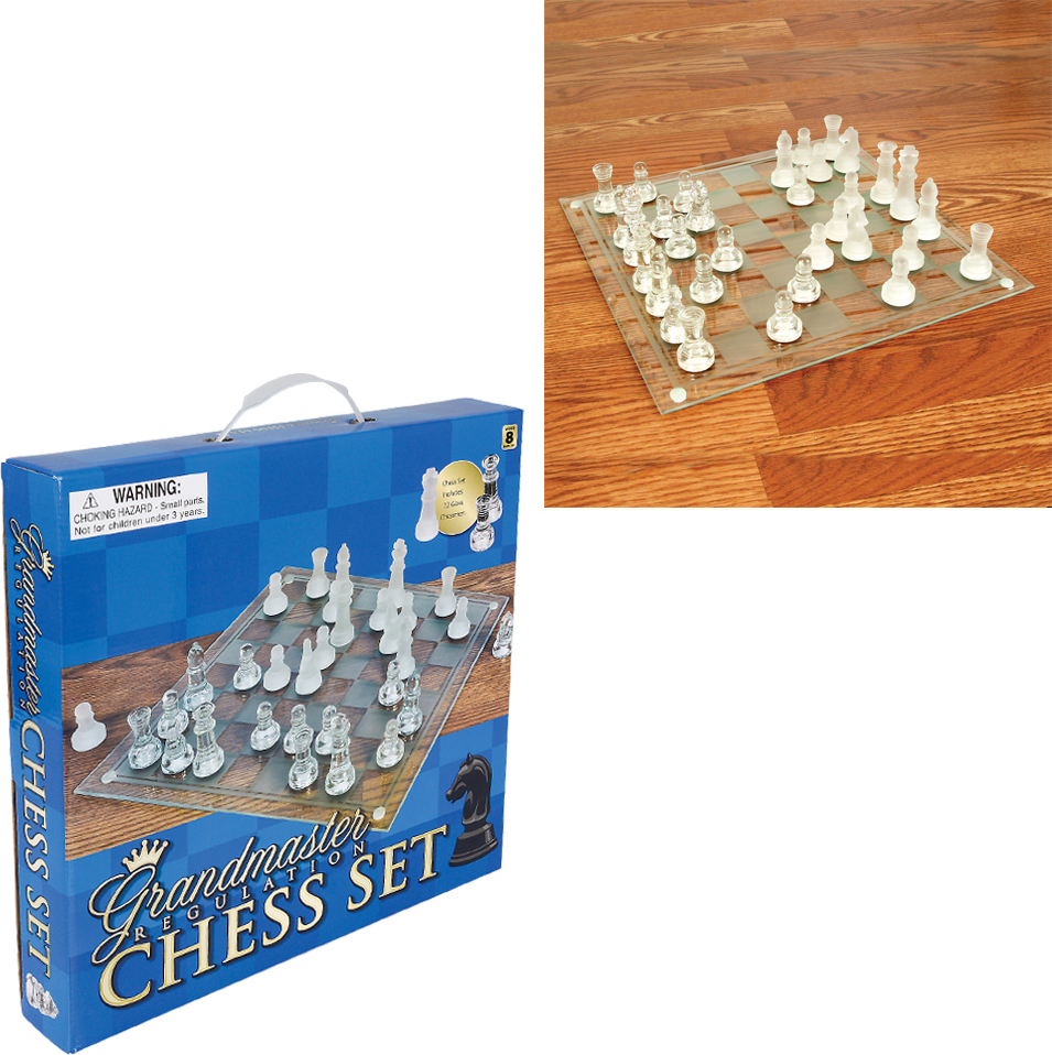 14" Glass Chess Set