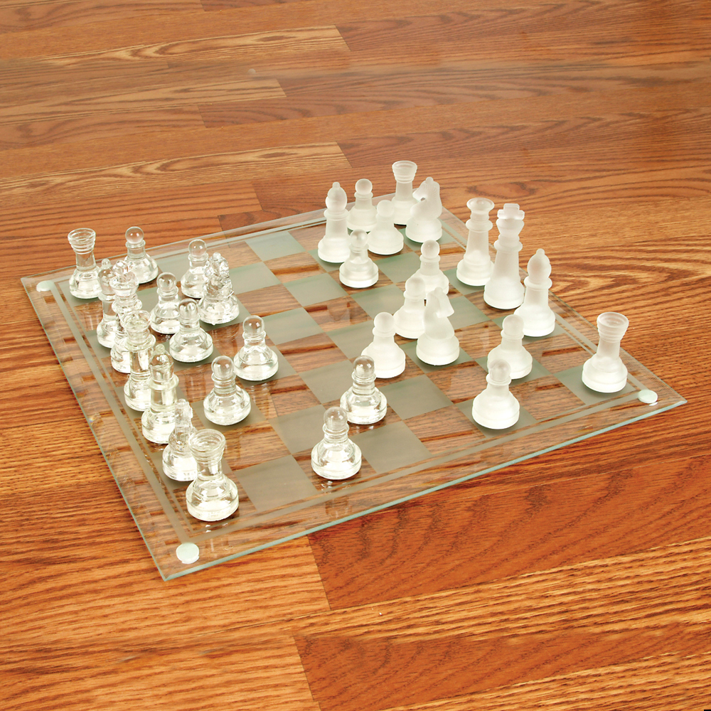 14" Glass Chess Set