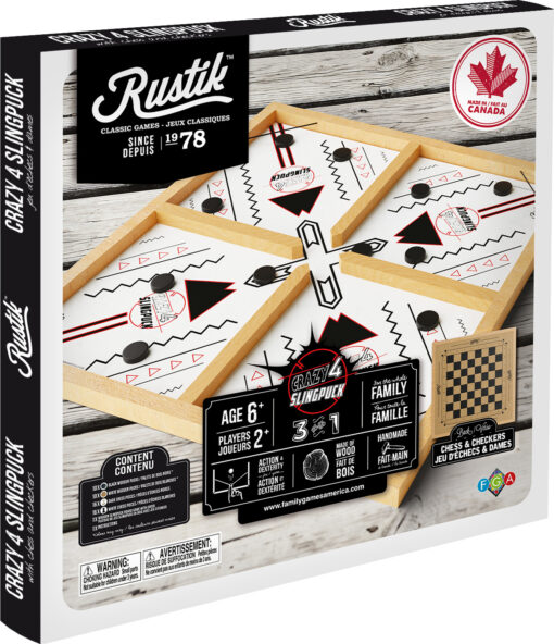Rustik Crazy 4 Slingpuck / Chess / Checkers 3-In-1