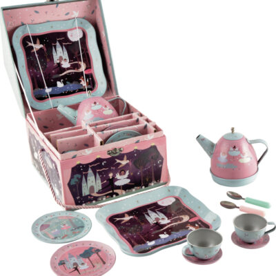 Enchanted Musical Tin Tea Set in House Case