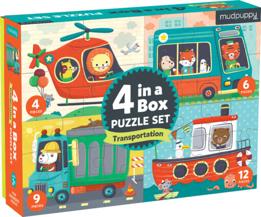 Transportation 4-in-a-Box Puzzle Set