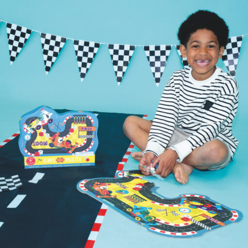 Cars 80pc "Race Track" Shaped Jigsaw with Shaped Box