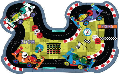 Cars 80pc "Race Track" Shaped Jigsaw with Shaped Box