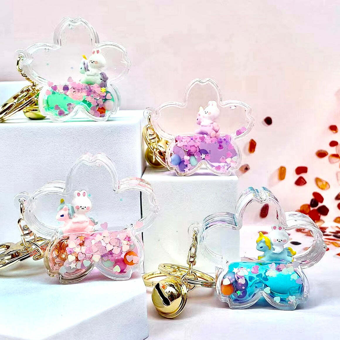 Unicorn Bunny Flower Floaty Key Charm (assorted)