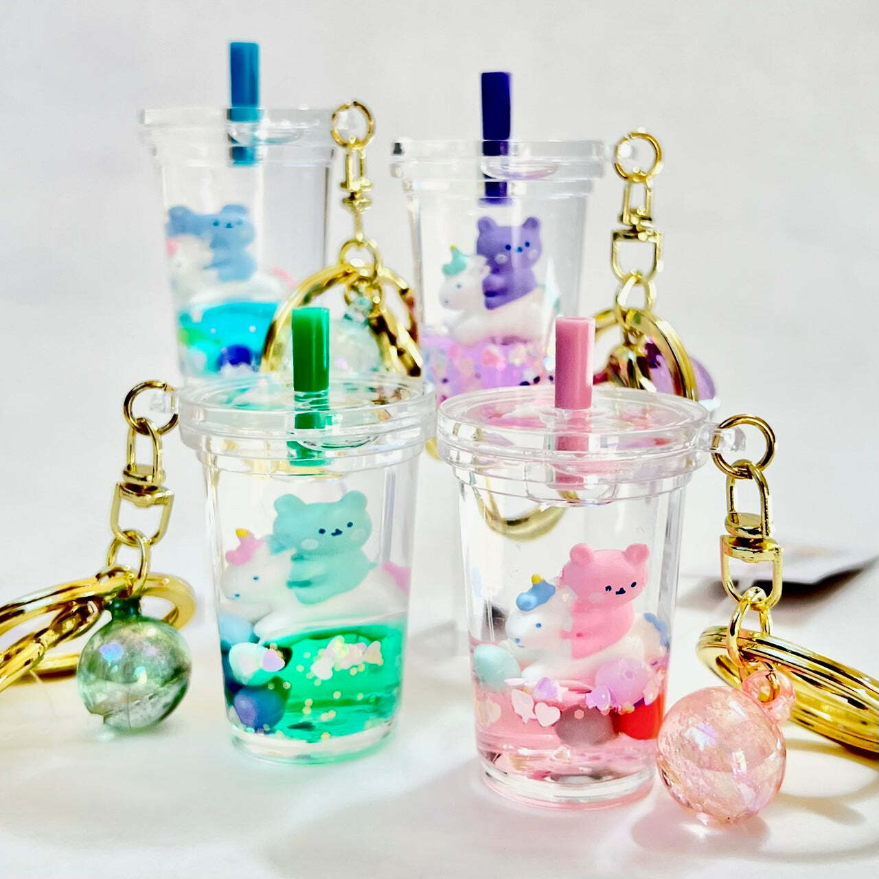 Unicorn Bear Boba Floaty Key Charm (assorted)