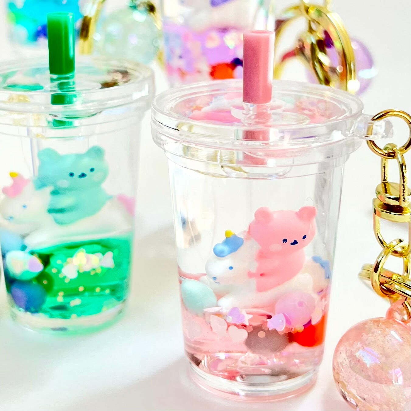 Unicorn Bear Boba Floaty Key Charm (assorted)