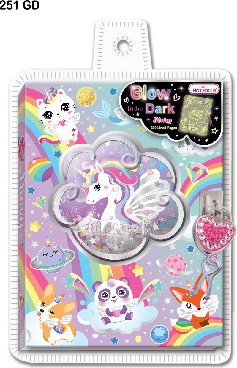 Diary with Lock & Keys, Glow in the Dark