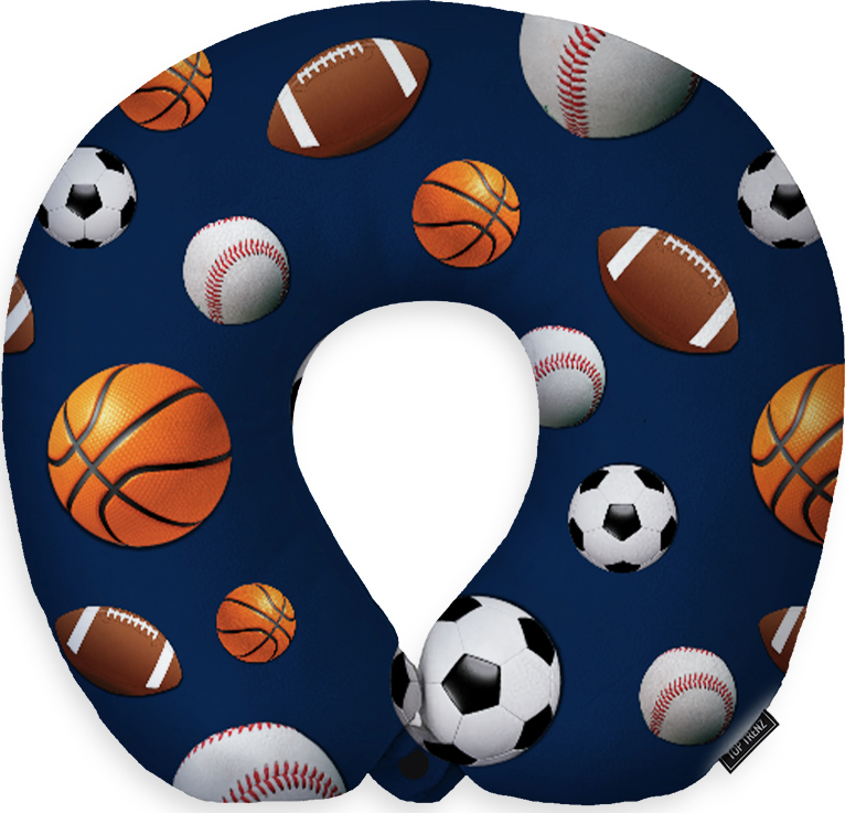 Navy Sports Microbead Travel Neck Pillow