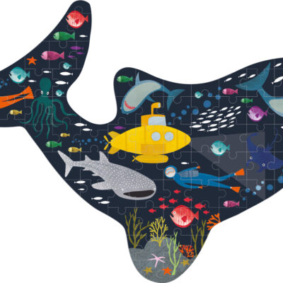 80pc "Shark" Shaped Jigsaw with Shaped Box - Deep Sea
